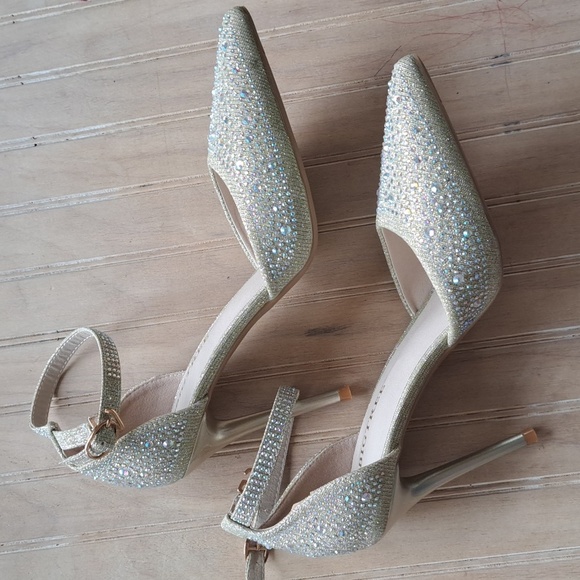 NEW Big Tree Sparkly Pointed Stilettos Gold Sparkly Iridescent Rhinestones Glam - Picture 11 of 11